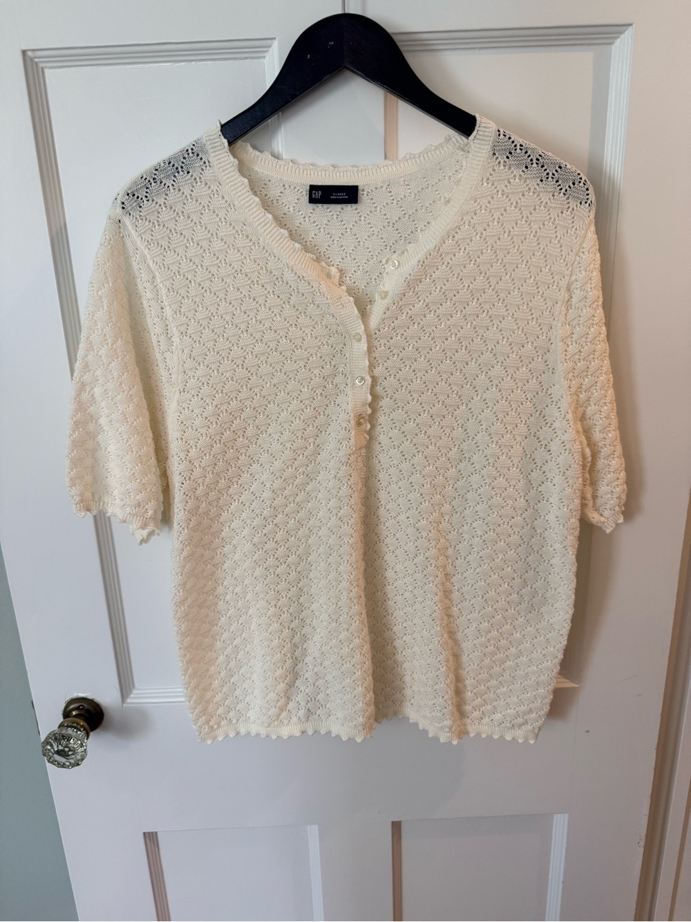 Gap linen blend pointelle Henley XL